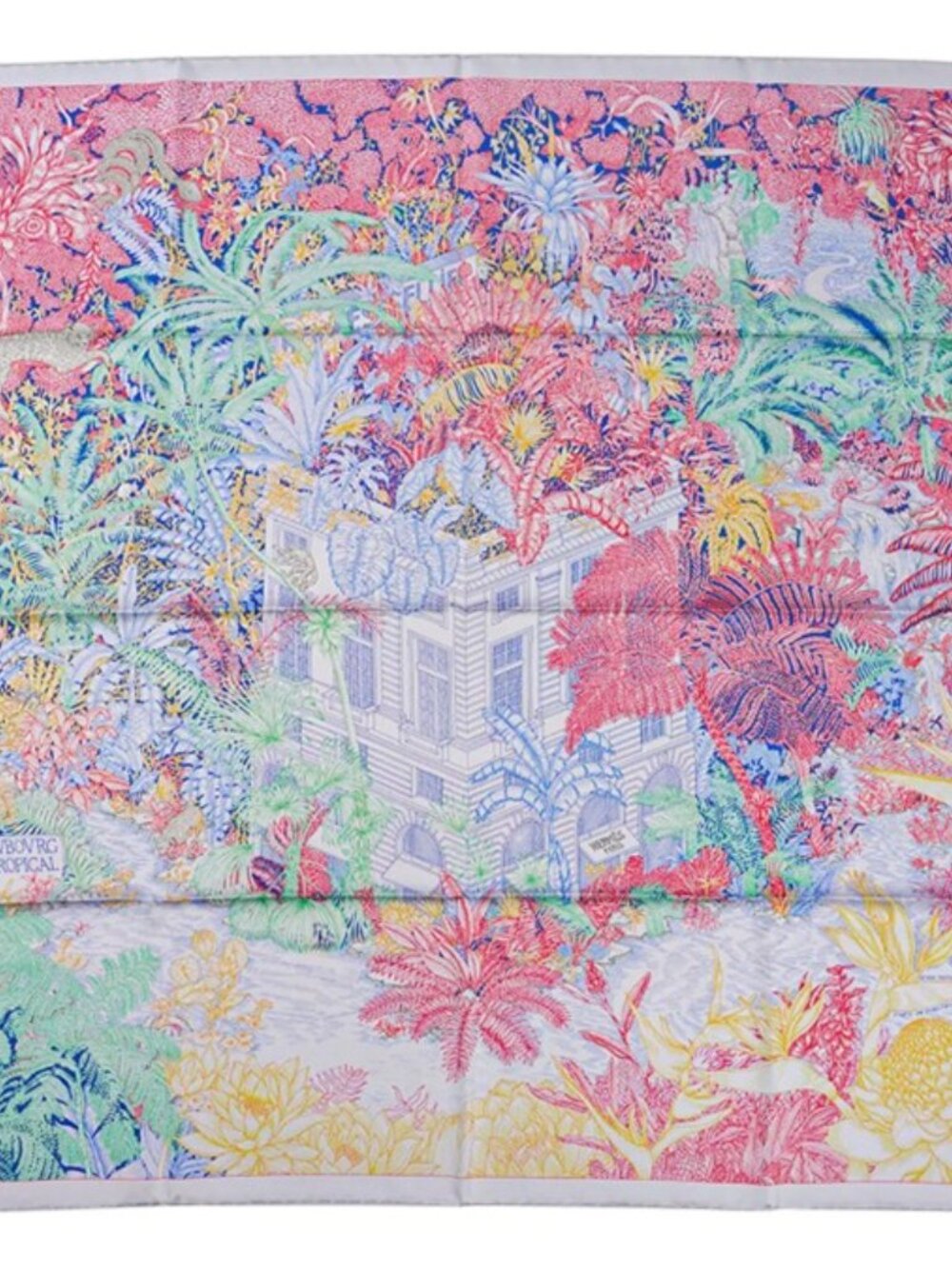 Authentic Hermès silk scarf - Faubourg tropical (90 cm)